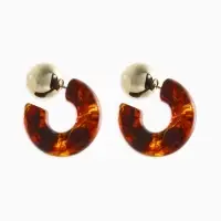 Серьги акрил &laquo;Полукольцо с бусиной №14&raquo;, коричневые в золоте