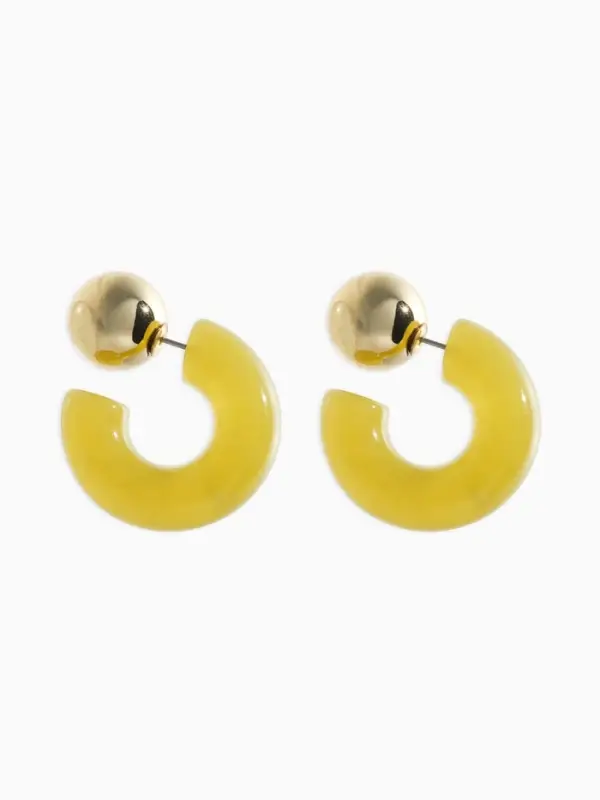 Серьги акрил "Полукольцо с бусиной №14", цвет зелёный болотный в золоте