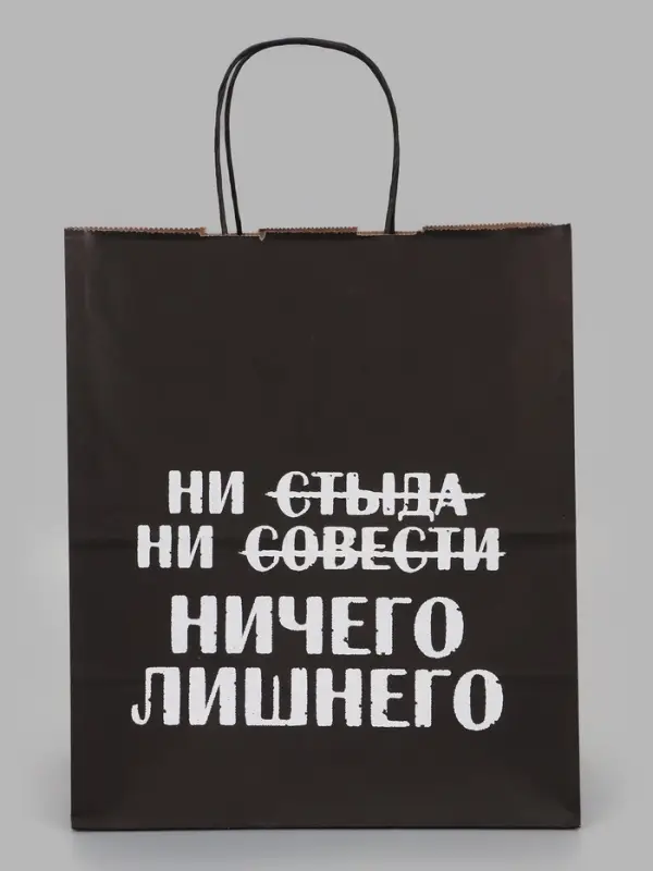 Пакет подарочный &laquo;Ни стыда ни совести Ничего лишнего&raquo;, 24&times;14&times;28 см, крафт
