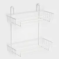Полка для ванной прямоугольная, 2-х ярусная, 29*12,5*30 см, цвет белый