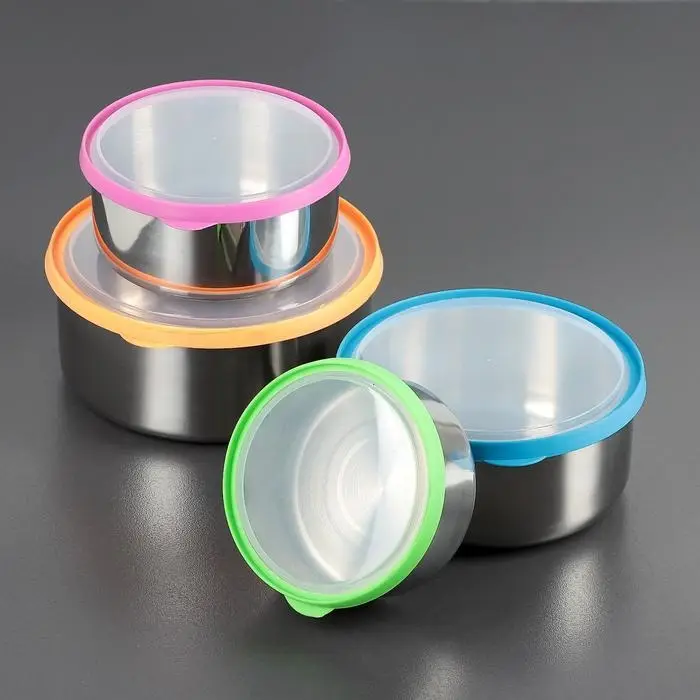 Набор салатников из нержавеющей стали «Радуга», 4 предмета: 500 мл, 850 мл, 1,2 л 1,7 л, d=12/14/16/18, с крышками Набор салатников из нержавеющей стали «Радуга», 4 предмета: 500 мл, 850 мл, 1,2 л 1,7 л, d=12/14/16/18, с крышками