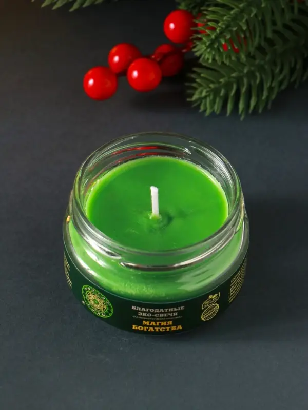 Свеча-эко магическая &laquo;Магия богатства&raquo;, из натурального воска, 7&times;5 см