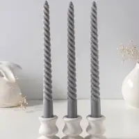 Набор свечей витых 25 см, 3 шт., 57 г, 5 ч, серый