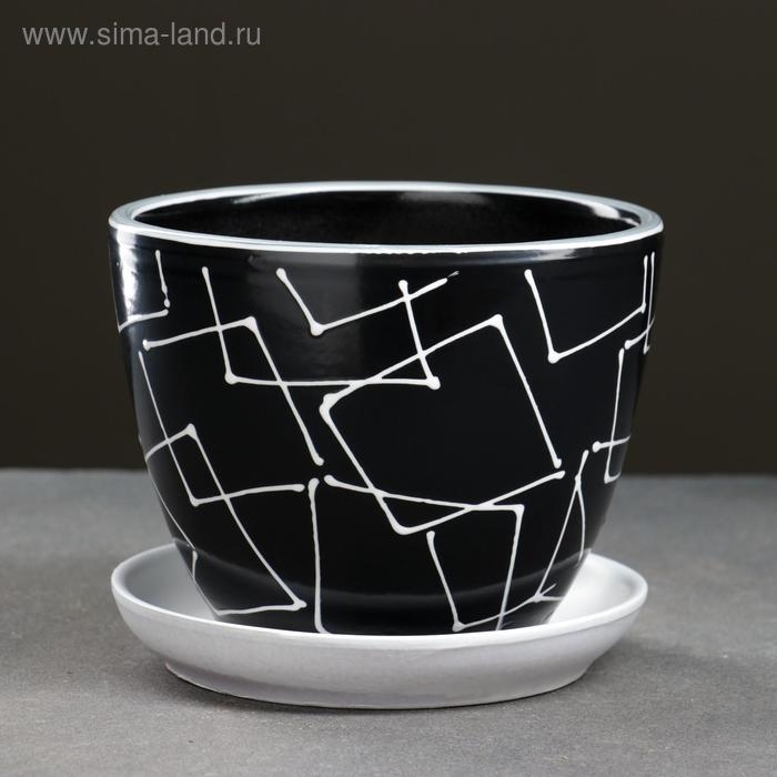 Горшок цветочный Иллюзия черная 1 л Горшок цветочный Иллюзия черная 1 л
