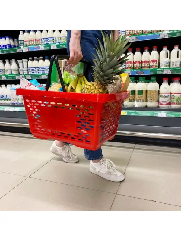 Корзина покупательская пластиковая 28 л, 51.5&times;34&times;26 см, красная