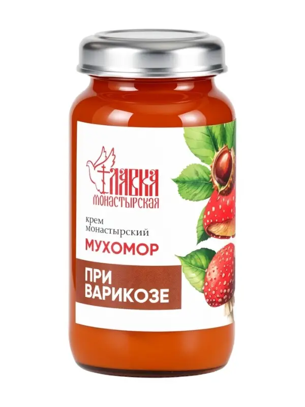 Крем-воск монастырский мухомор при варикозе &laquo;Монастырская лавка&raquo;, стекло, 30 мл