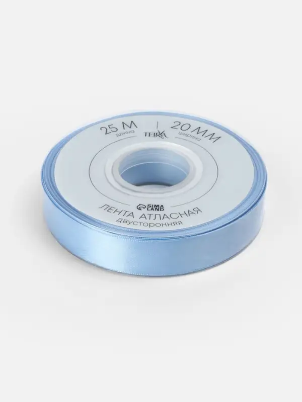 Лента атласная TEIRA, двухсторонняя, 20 мм, 25&plusmn;1 м, светло-голубой №332