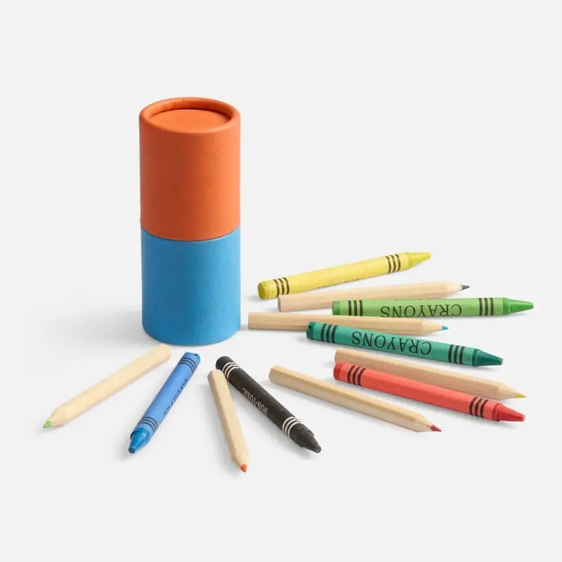 Набор цветных карандашей с мелками Kiddo Tube, голубой с оранжевым Набор цветных карандашей с мелками Kiddo Tube, голубой с оранжевым