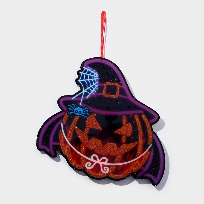 Декоративное светящиеся украшение (подвеска) "Злая тыква" 25х20,5 см