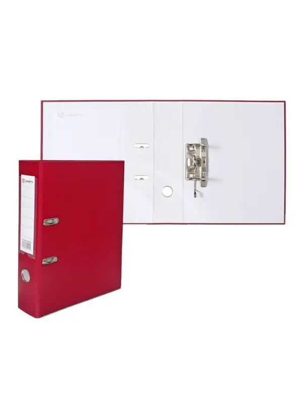 Папка-регистратор А4, 75 мм, ПВХ, тиснение &laquo;лен&raquo;, металлическая окантовка, карман на корешок, собранная, бордовая