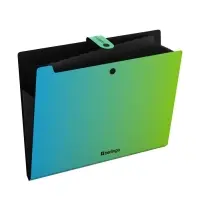 Папка А4 Radiance, 12 отделений, 600 мкм, на кнопке, голубой/зеленый градиент