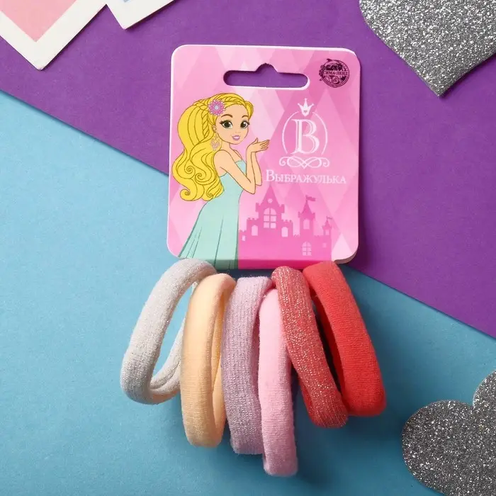 Резинка для волос Резинка для волос "Синди" (набор 6 шт) проблеск, 4 см