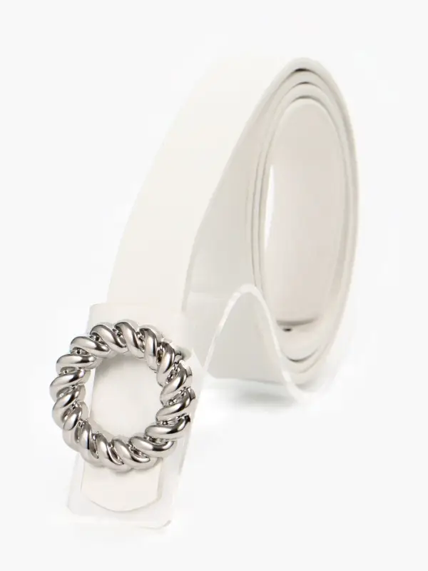 Ремень женский, 2.3&times;107 см, декоративная металлическая пряжка, белый