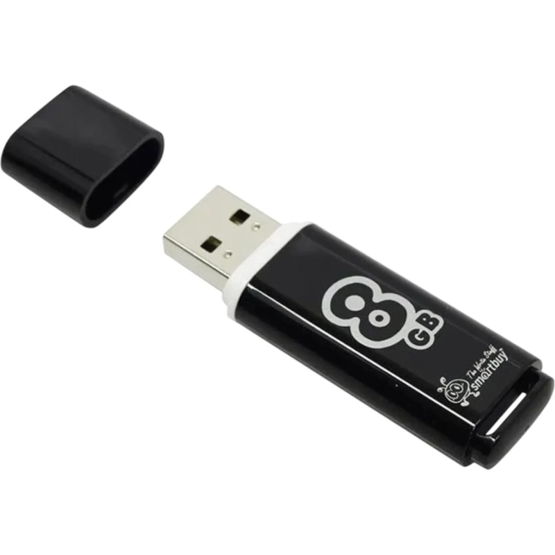 Флеш-память Smartbuy Glossy, 8Gb, USB 2.0, чер, SB8GBGS-K