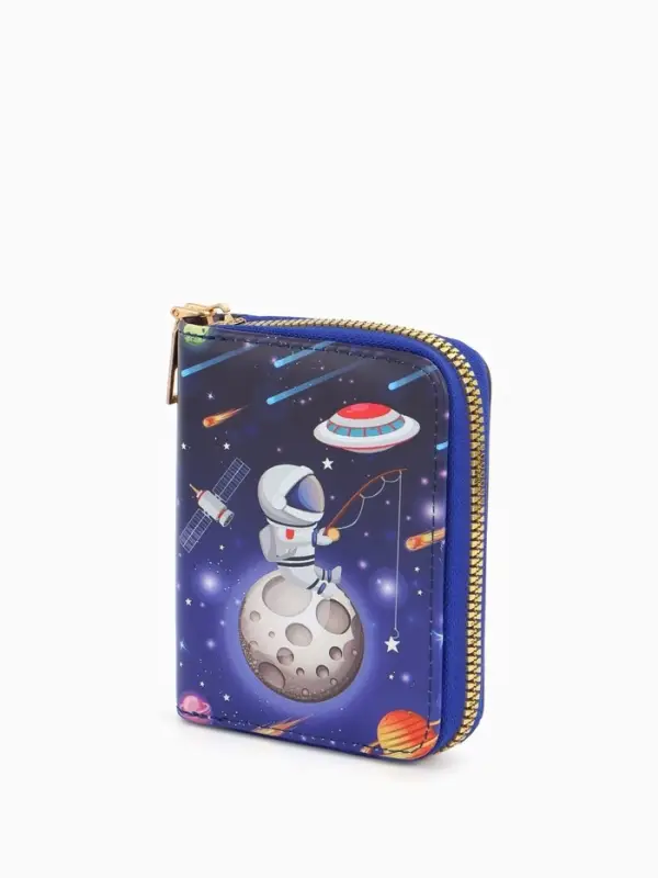 Кошелёк на молнии Выбражулька, 8.5&times;2.5&times;10.5 см, с принтом, синий