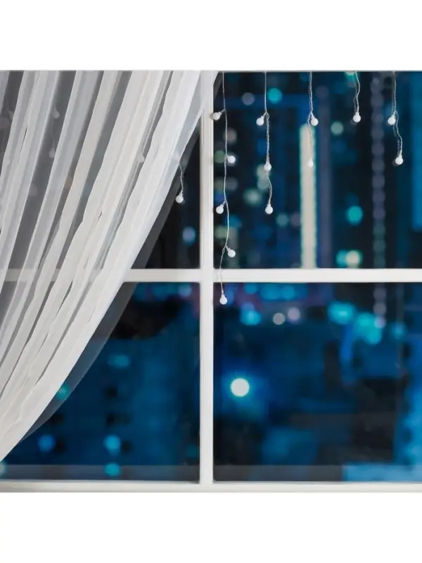 Гирлянда &laquo;Бахрома&raquo; 3&times;0.5 м с насадками &laquo;Шарики&raquo;, IP20, прозрачная нить, 80 LED, свечение мульти (RG/RB), мигание, 220 В