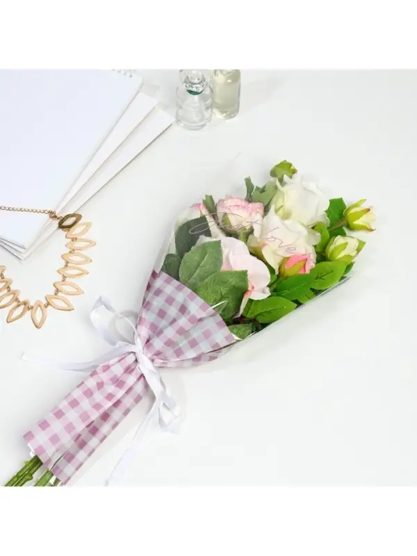 Пакет для цветов Just love, лавандовая клетка, 29.5&times;10&times;45 см