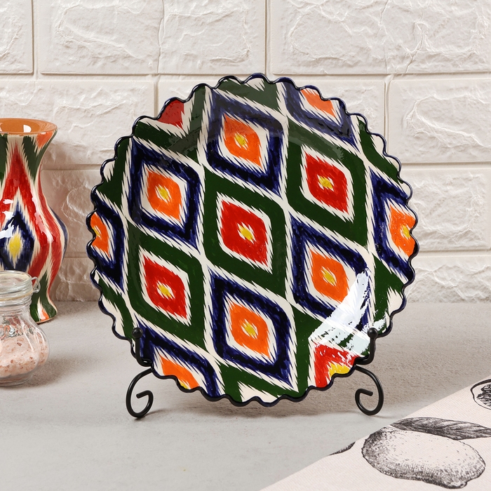 Тарелка Риштанская Керамика Тарелка Риштанская Керамика "Атлас" 25 см рифлёная