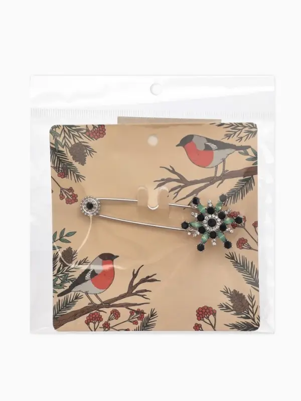 Булавка &laquo;Снежинка новогодняя&raquo;, оригинальная, 7.5 см, синяя в чернёном серебре