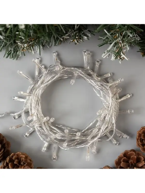 Гирлянда &laquo;Нить&raquo; 5 м, IP20, прозрачная нить, 50 LED, 8 режимов, 220 В, свечение синее