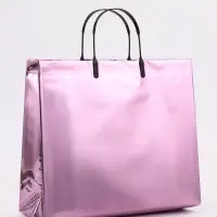 Пакет подарочный ПВХ, голография, розовый, пластиковая ручка, 32&times;28&times;11 см