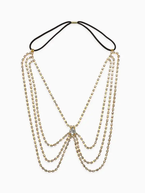 Цепочка на бедро бодичейн  Цепочка на бедро бодичейн "Шахерезада" со стразами, цвет белый в золоте