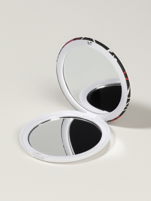 Зеркало складное круг (2) c/увел d7,3см GRL PWR черный пласт пакет QF