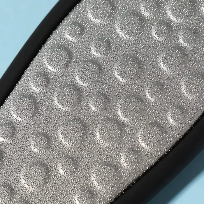 Пилка для пяток, лазерная, двусторонняя, прорезиненная ручка, 26 см, цвет чёрный