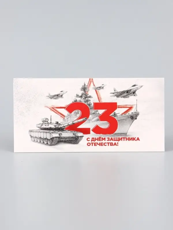 Конверт для денег &laquo;С 23 февраля&raquo;, серый, 16.5&times;8 см