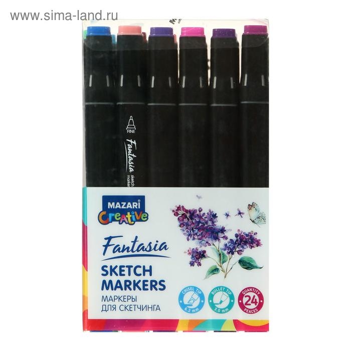 Набор двухсторонних маркеров для скетчинга Mazari Fantasia, Flowers colors (цветочная гамма), 24 цвета Набор двухсторонних маркеров для скетчинга Mazari Fantasia, Flowers colors (цветочная гамма), 24 цвета