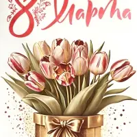 Пакет подарочный крафт &laquo;С 8 Марта!&raquo;, 21 х 11 х 27 см