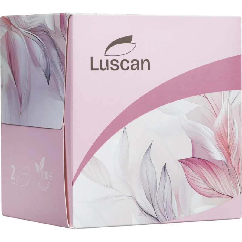 Салфетки косметические Luscan 2сл 90шт/уп в кубе белые