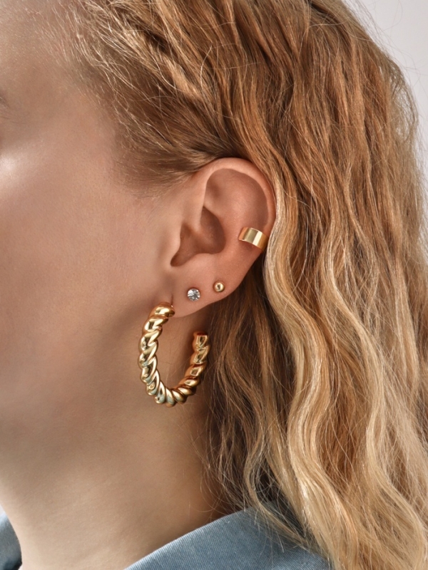 Набор серьги и каффы 9 шт. «Кольца» переплетение, цвет золото