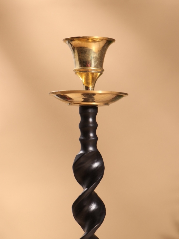 Подсвечник на 1 свечу "Леонардо" латунь, черный с золотом 9х9х29 см