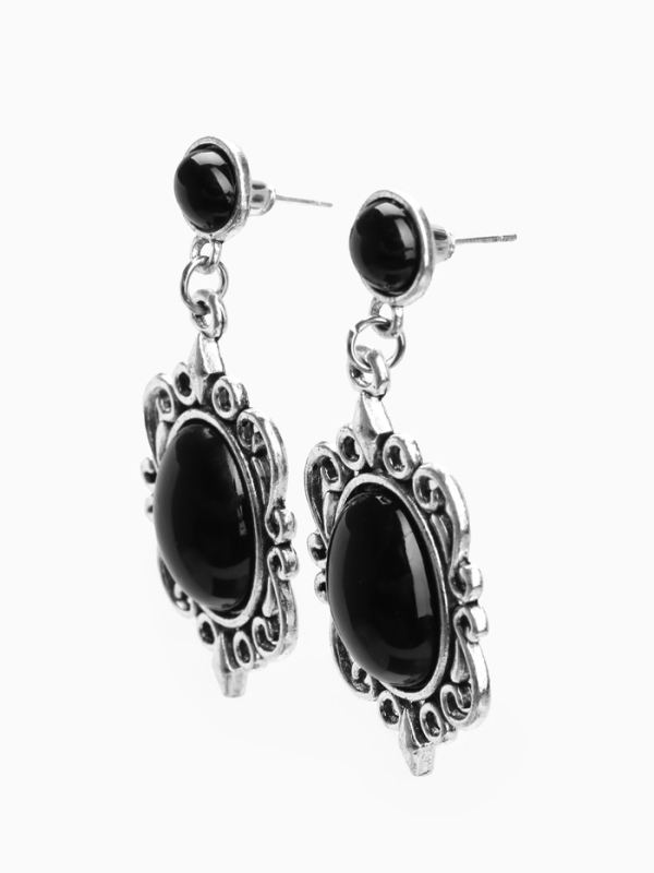 Серьги «Ажур» капля винтаж, чёрные в чернённом серебре Серьги «Ажур» капля винтаж, чёрные в чернённом серебре