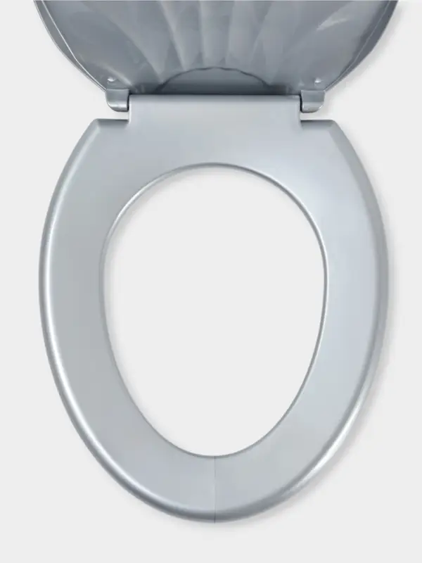 Сиденье для унитаза &laquo;Ракушка&raquo;, 44&times;37 см, с крышкой, серебристый перламутр