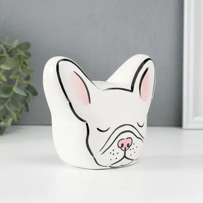 Копилка для денег &laquo;Белый бульдог&raquo;, керамика, 8&times;14.5&times;12.1 см
