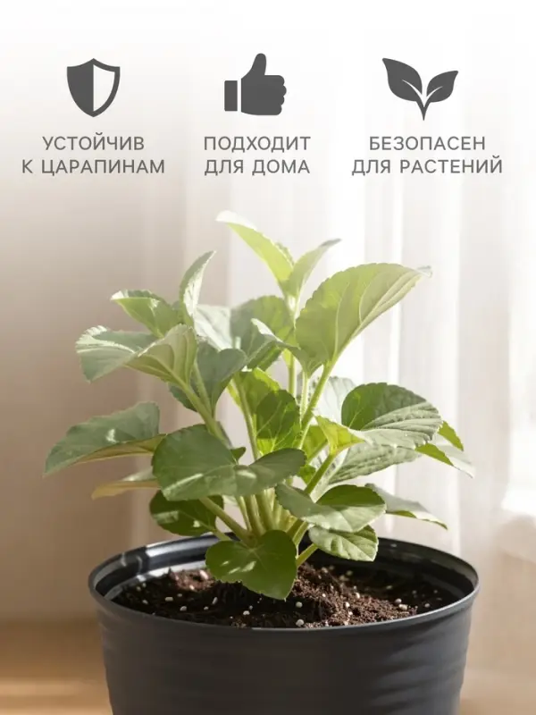 Горшок цветочный с поддоном Saffron, 5.4 л, d=22.4 см, h=20.5 см, пластиковый, серый