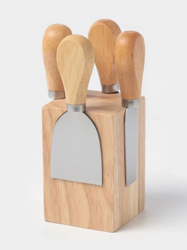 Набор ножей для подачи сыра, 4 шт., на магнитной подставке, 8.5&times;8.5&times;16.5 см, бежевый