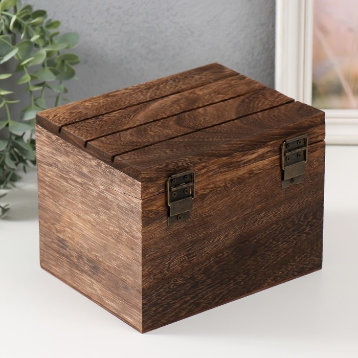 Шкатулка дерево  Шкатулка дерево "Прямоугольная" тёмно-коричневая 14,5х18х14 см