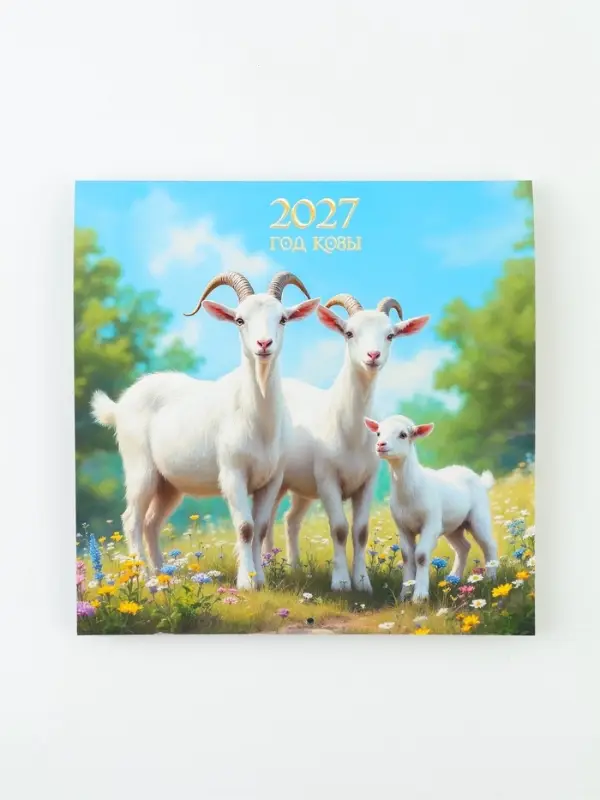Календарь 2027, настенный, на скрепке &laquo;Семья козликов&raquo;