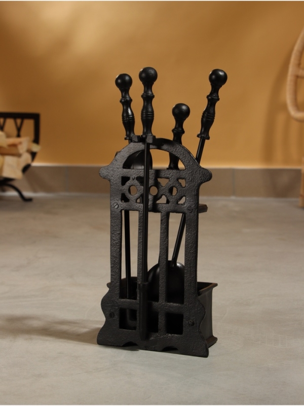 Каминный набор "Пылание" сталь, 4 предмета, 18х8х40 см