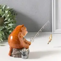 Фигурка полистоун лак &laquo;Рыжий кот на рыбалке&raquo;, 12.5&times;10&times;18 см