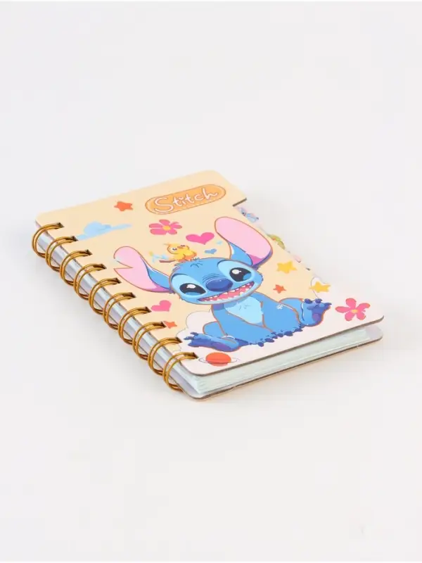 Блокнот с разделителями А6 “Стич и птичка”, 65л