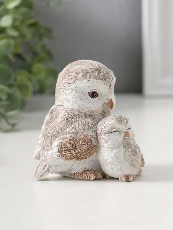 Фигурка полистоун &laquo;Белая сова с совёнком&raquo;, 8&times;6&times;8.5 см