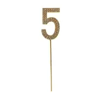 Топпер для торта 5, со стразами, золотой