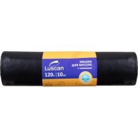 Мешки для мусора ПВД 120л 60мкм 10шт/рул чрн 70х90см с завяз Luscan