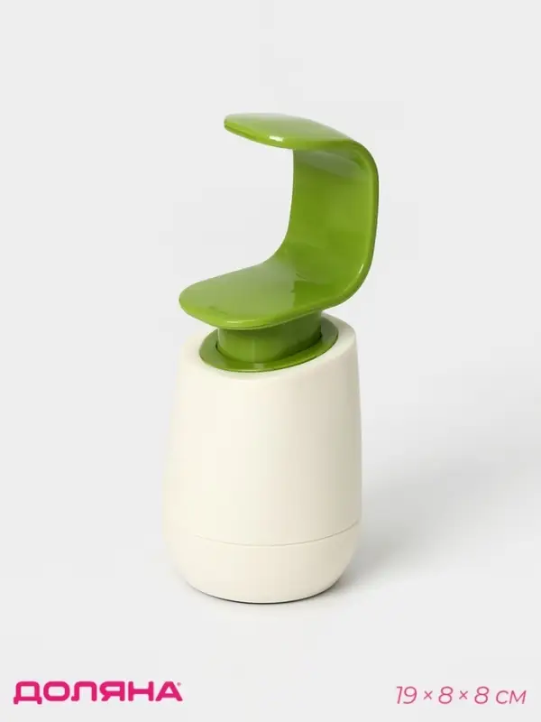 Дозатор для мыла Доляна, 350 мл, 19&times;8&times;8 см, белый/зелёный