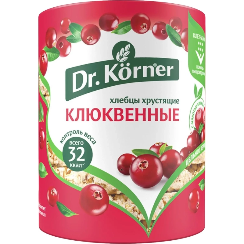 Хлебцы хрустящие Злаковый коктейль клюквенный Dr.Korner 100 гр