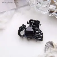 Краб для волос "Чёрный ажур" маленький павлин,  2,3 см, чёрный